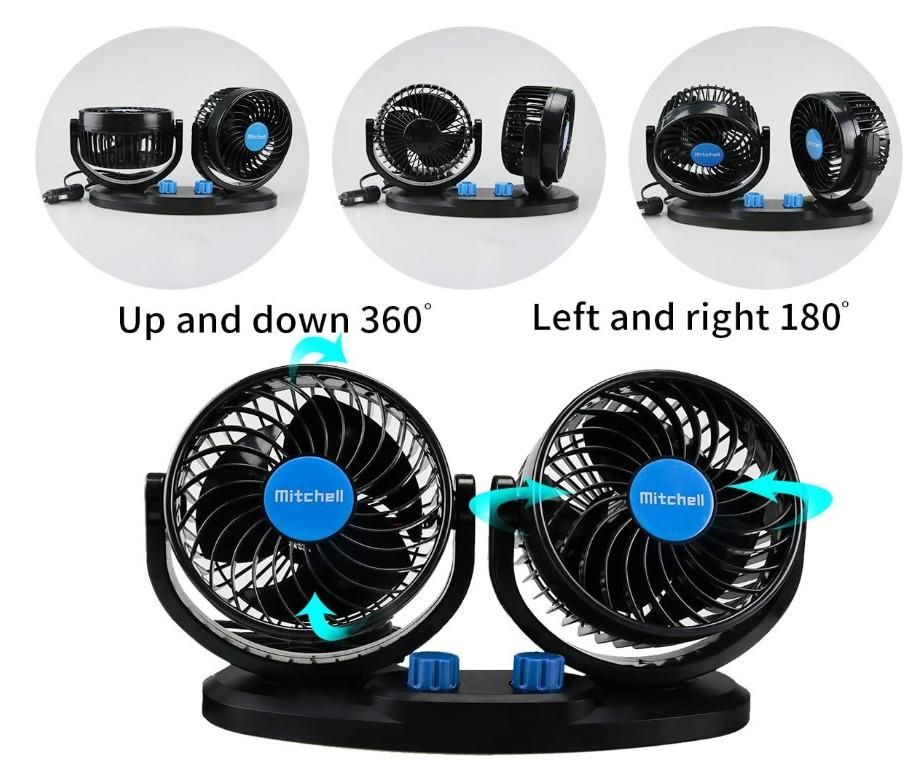 360 Rotatable Auto Car Cooling Fan